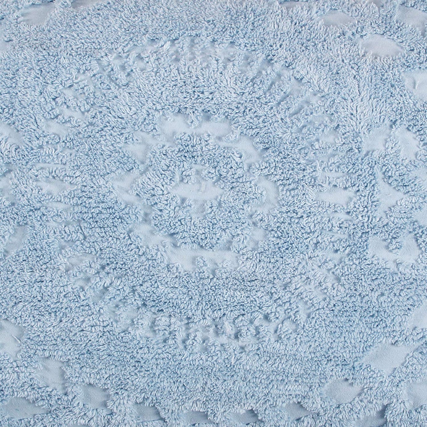 Rio  Bed Linen Set with Chenille Bedspread and Pillow Sham, Soft Cotton Floral Bedding, Light Blue, King Size