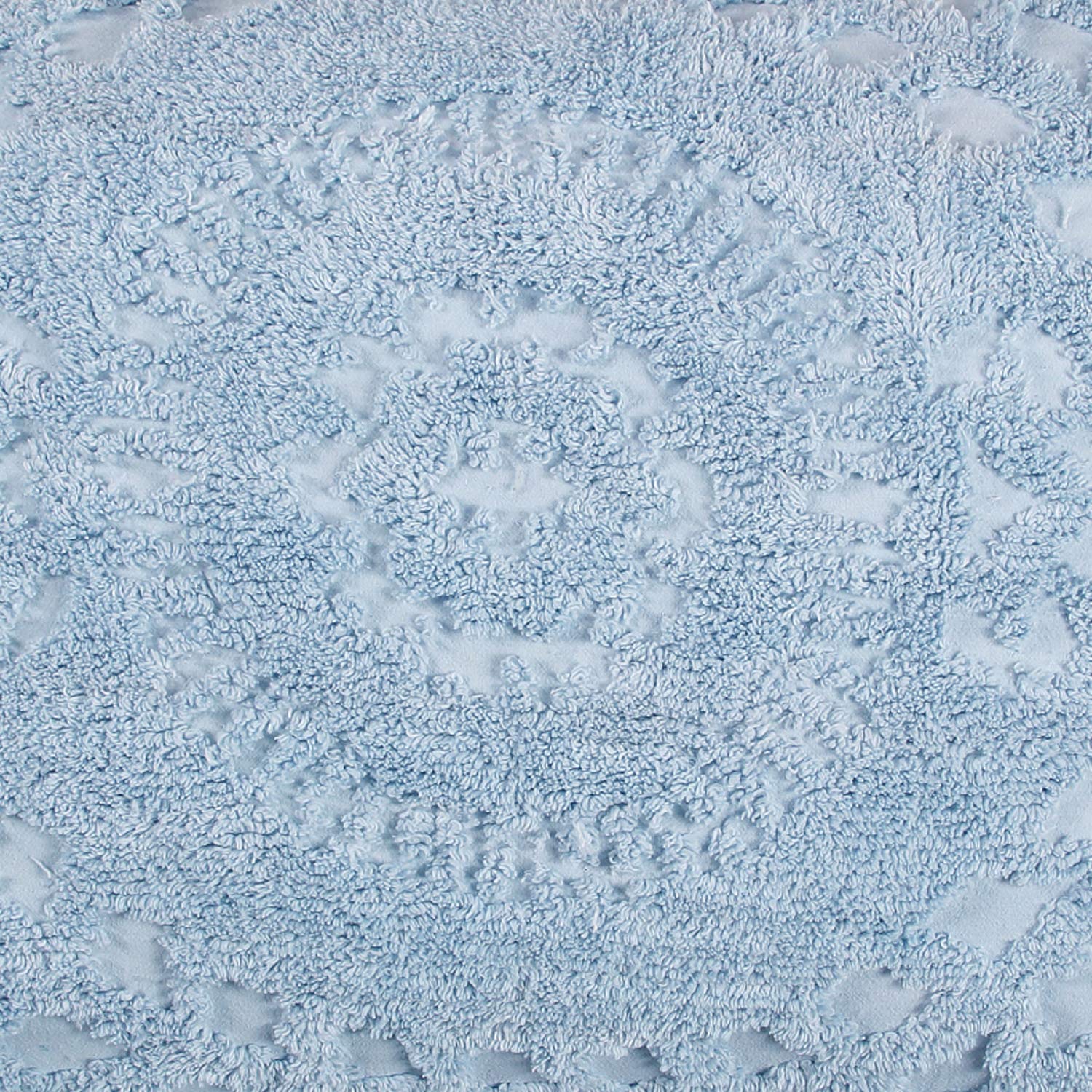 Rio  Bed Linen Set with Chenille Bedspread and Pillow Sham, Soft Cotton Floral Bedding, Light Blue, King Size