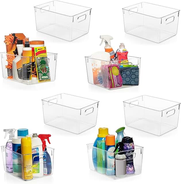 Clear Plastic Storage Bins for Kitchen, Closet, Garage