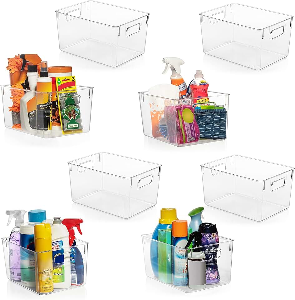Clear Plastic Storage Bins for Kitchen, Closet, Garage