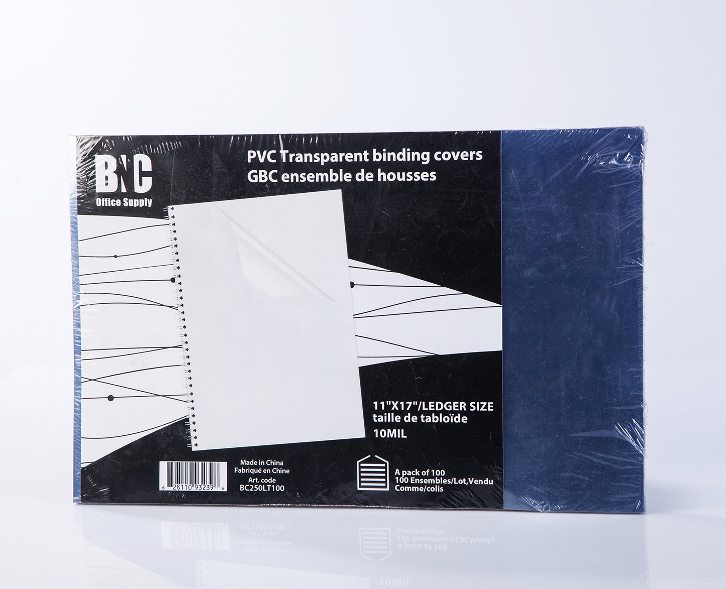 Clear PVC binding covers, 11x17 inches, pack of 100