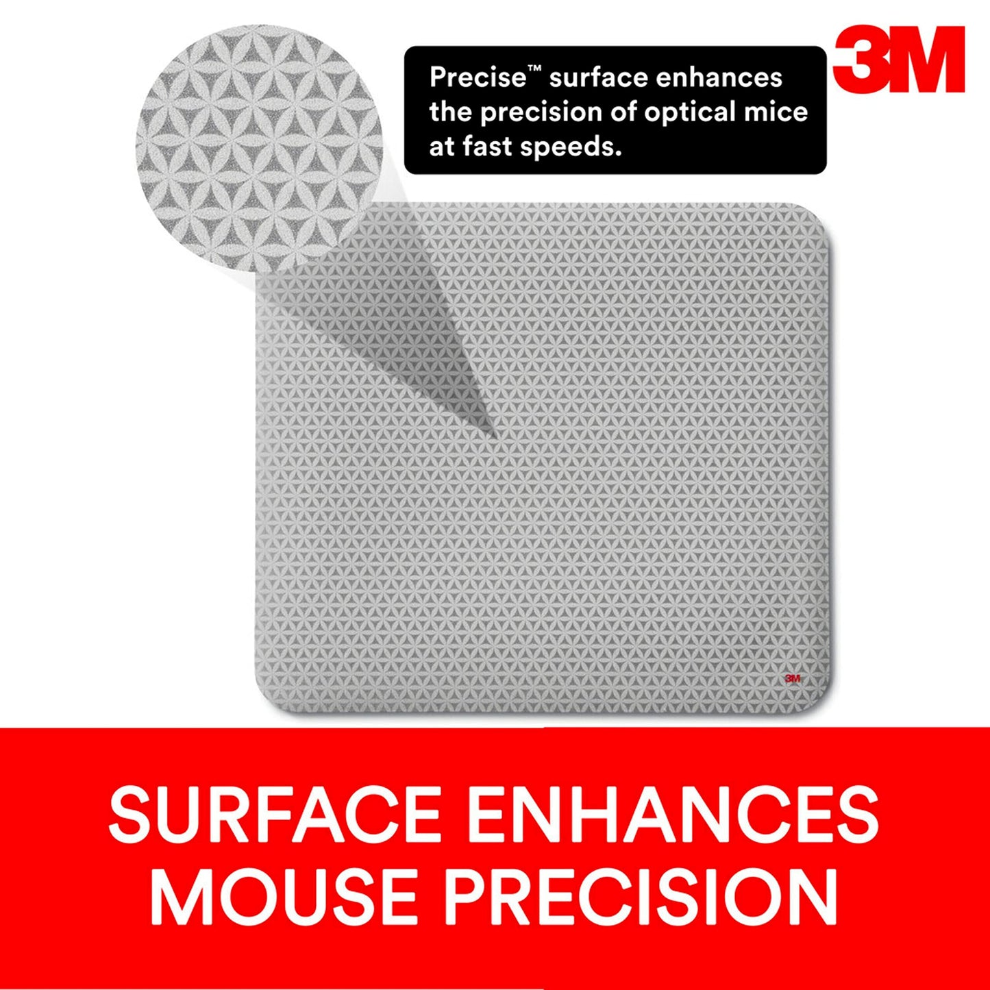 Precise Mouse Pad Enhances the Precision of Optical Mice at Fast Speeds and Extends the Battery Life of Wireless Mice up to Fifty Percent*, Easy to Clean, Stays in Place, 9 in x 8 in (MP114-BSD1)