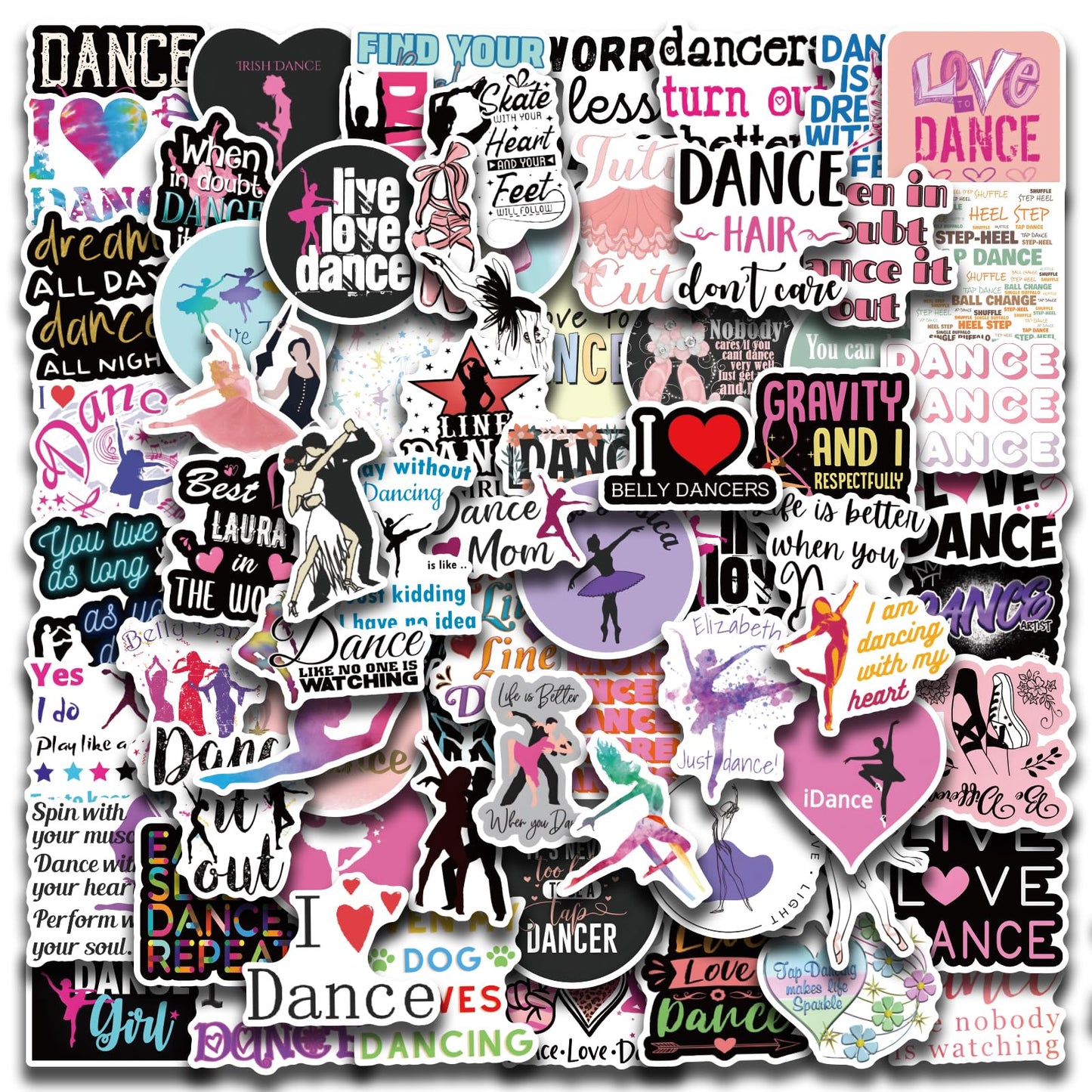 102-Piece Waterproof Dance Stickers for Water Bottles Luggage and More