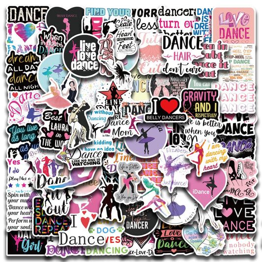 102-Piece Waterproof Dance Stickers for Water Bottles Luggage and More