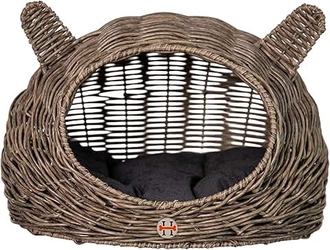 Pet Rattan Wicker Cat and Dog Play House Bed