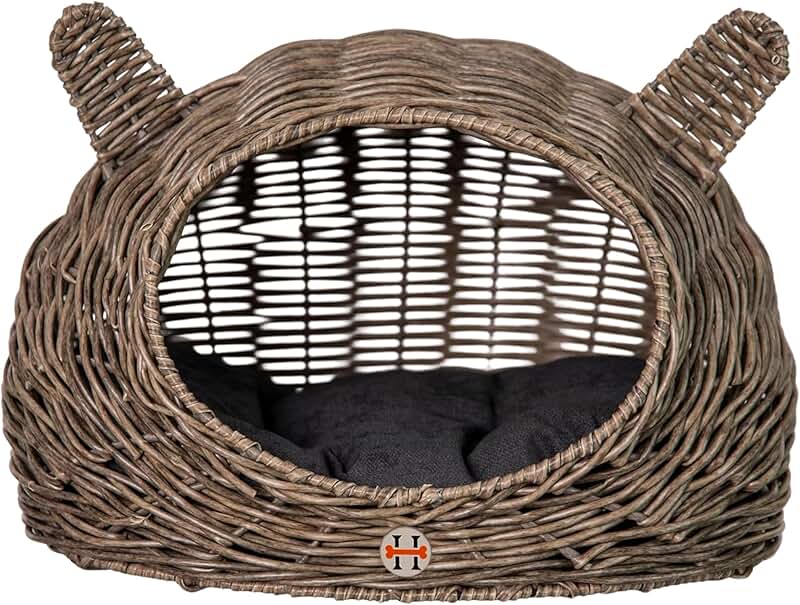 Pet Rattan Wicker Cat and Dog Play House Bed