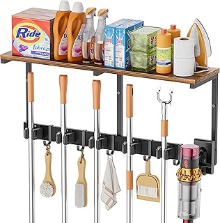 Wall Mount Broom and Cleaning Supplies Organizer