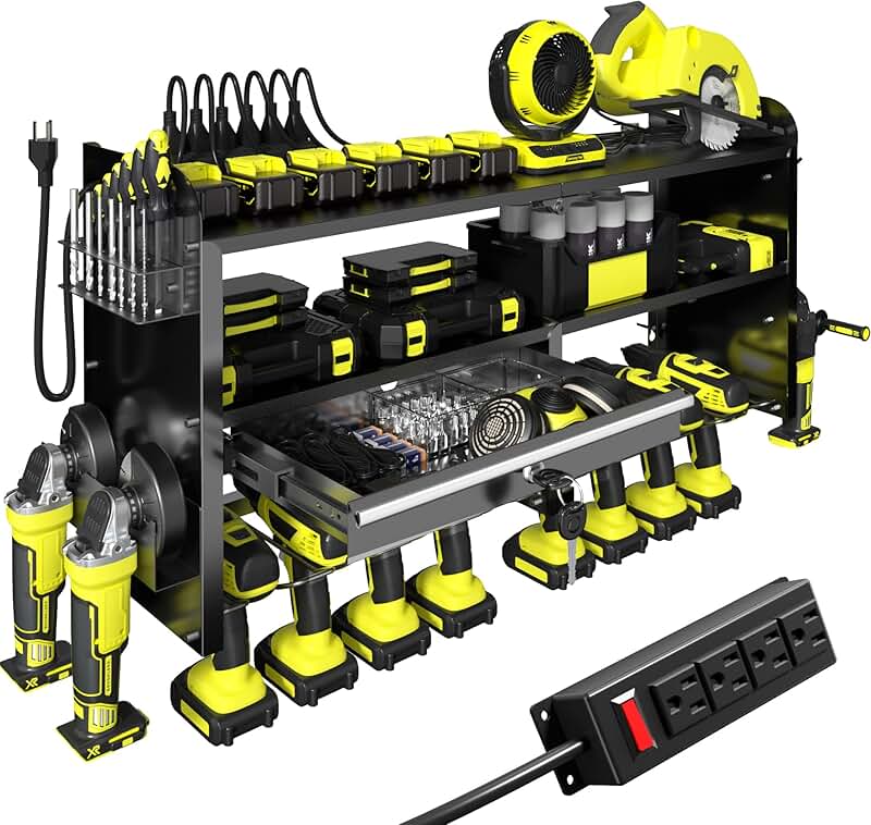 Heavy Duty Metal Wall Mount Tool Organizer with Drawers