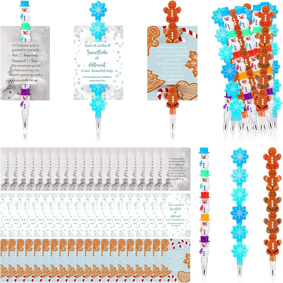 30 Christmas Stackable Pencils with Holiday Designs