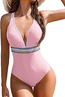 Women’s Tummy Control Color Block Swimsuit with Adjustable Straps