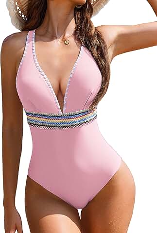 Women’s Tummy Control Color Block Swimsuit with Adjustable Straps