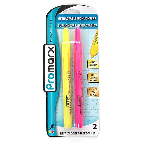 Glowline RT Retractable Highlighters, Yellow and Pink