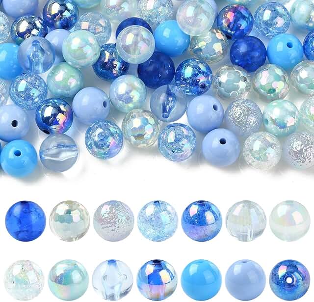 100 Pcs 16mm Blue Acrylic Round Beads for Jewelry Making