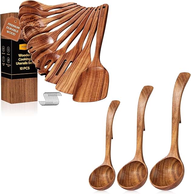 Wooden Cooking Spoons and Ladles Set