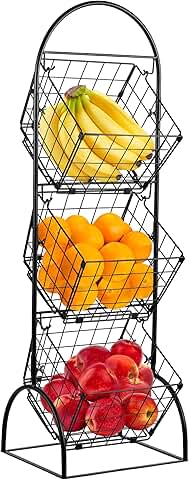 3-Tier Wire Storage Basket for Kitchen and Bathroom