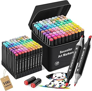 100-Color Alcohol Markers with Case and Holders