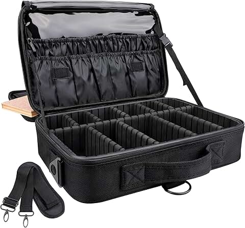 3-Layer Travel Makeup Case with Adjustable Dividers