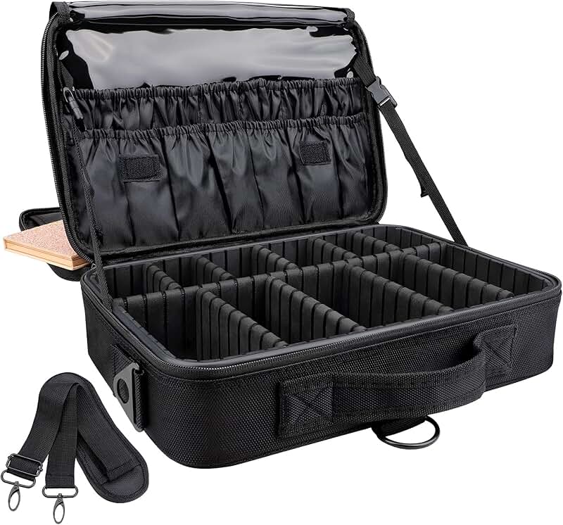 3-Layer Travel Makeup Case with Adjustable Dividers