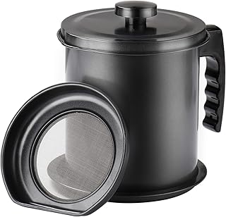 Bacon Grease Container with Strainer, 1.6L, Black