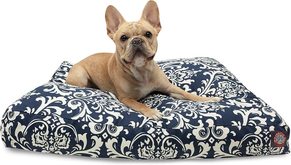 Navy Blue Medium Rectangle Indoor Outdoor Dog Bed
