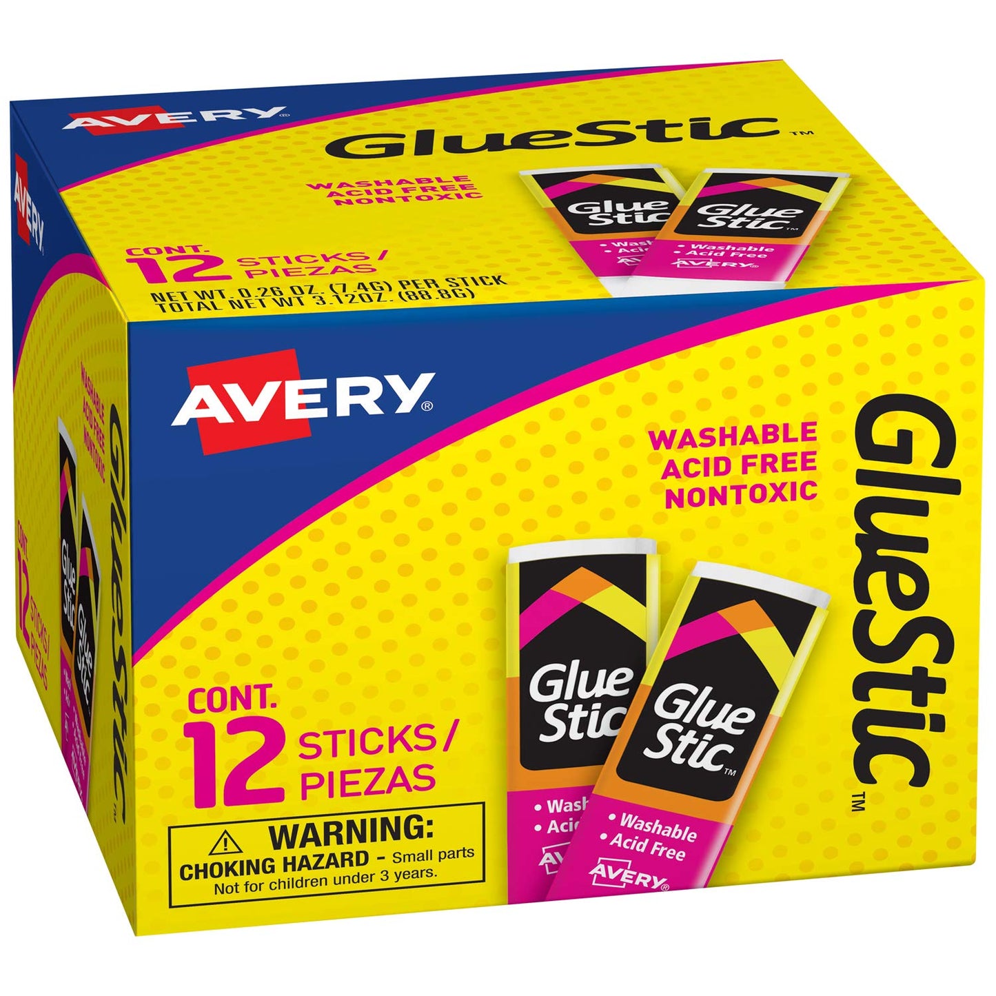 Washable White Adhesive Sticks Pack of 12