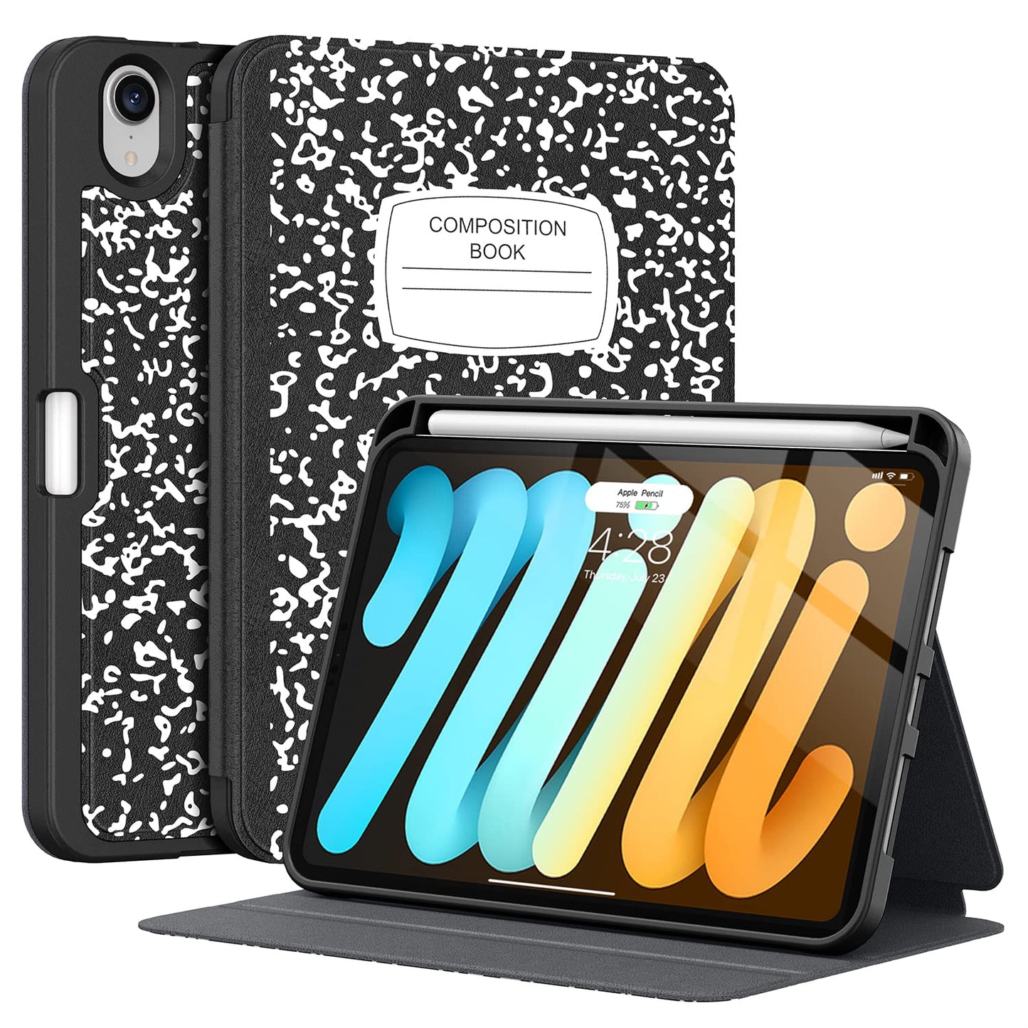 iPad Mini Case for ipad Mini 6 8.3" 2021 Case with Pencil Holder- [Apple Pencil Charging+Auto Wake/Sleep],Slim Protective Case with Soft TPU Back Cover for iPad Mini 6th Generation 2021(Book)