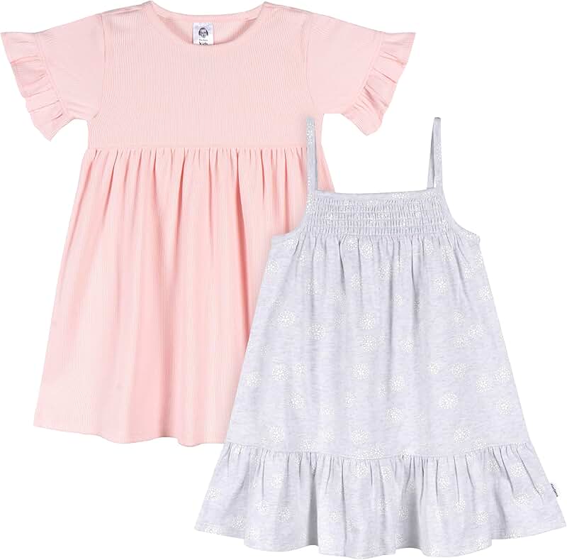 Girls' Toddler Dress Set with Short Sleeves and Sleeveless Options