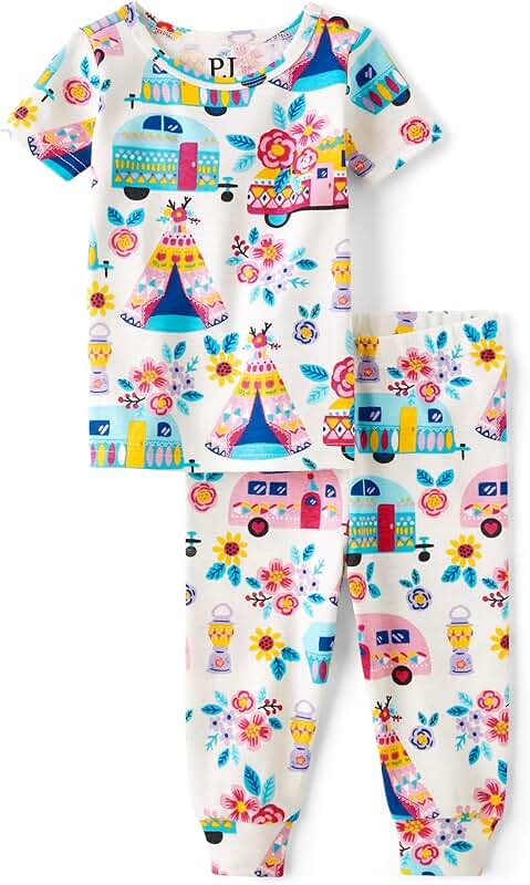 Baby Girls and Toddler Short Sleeve Top and Pants Pajama Set