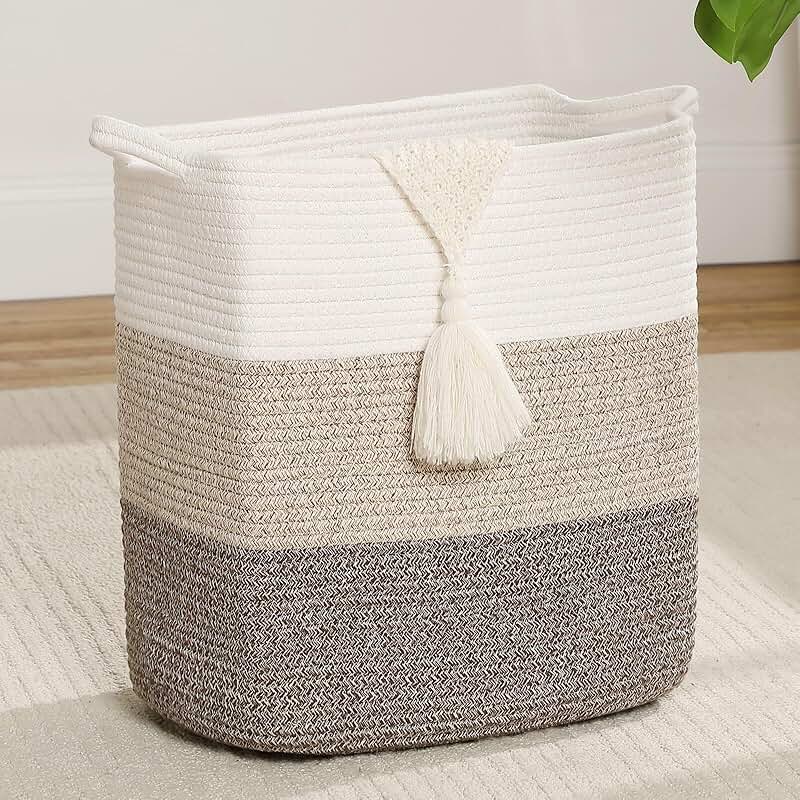 Medium and Large Woven Storage Basket with Handle