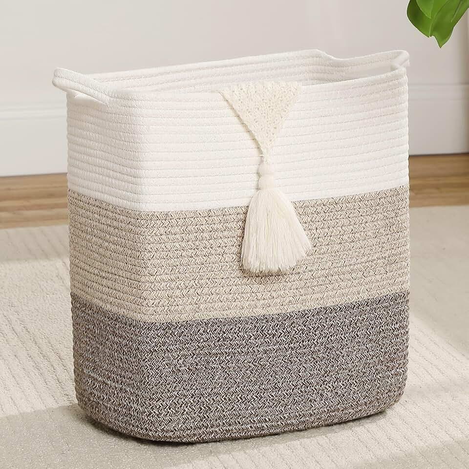 Medium and Large Woven Storage Basket with Handle