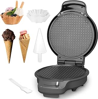Waffle Cone Maker with Browning Control and Nonstick Surface