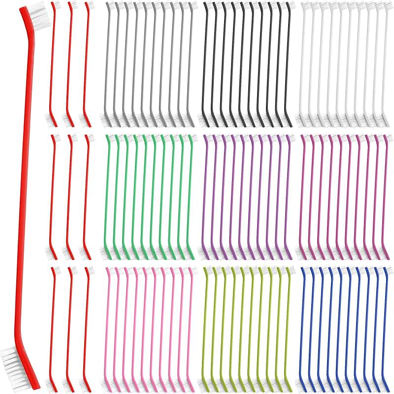 600 Dog Toothbrushes with Dual Heads and Long Handles