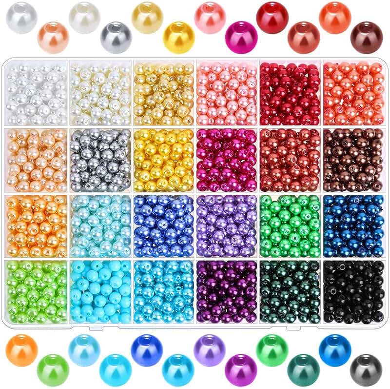 1680 Round Glass Pearl Beads for Jewelry Making in 24 Colors