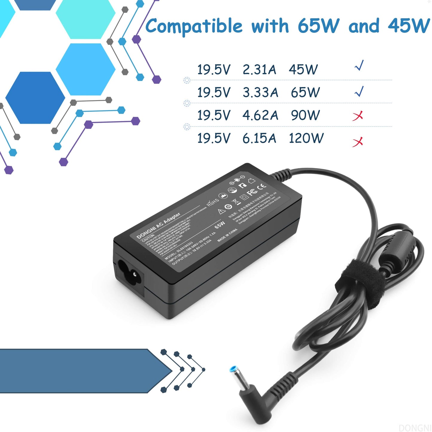 65W 19.5V 3.33A Ac Adapter for HP Pavilion x360 11 13 15, Zbook 14u G4 G5 15u 15 G3, 15-f111dx 15-f211wm 15-f233wm 15-f278nr 15-r052nr 15-r132wm Power Supply Blue Tip