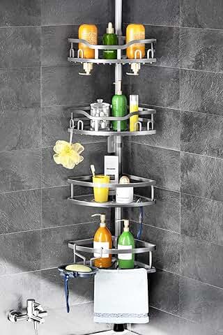 Corner Shower Caddy with Adjustable Tension Pole