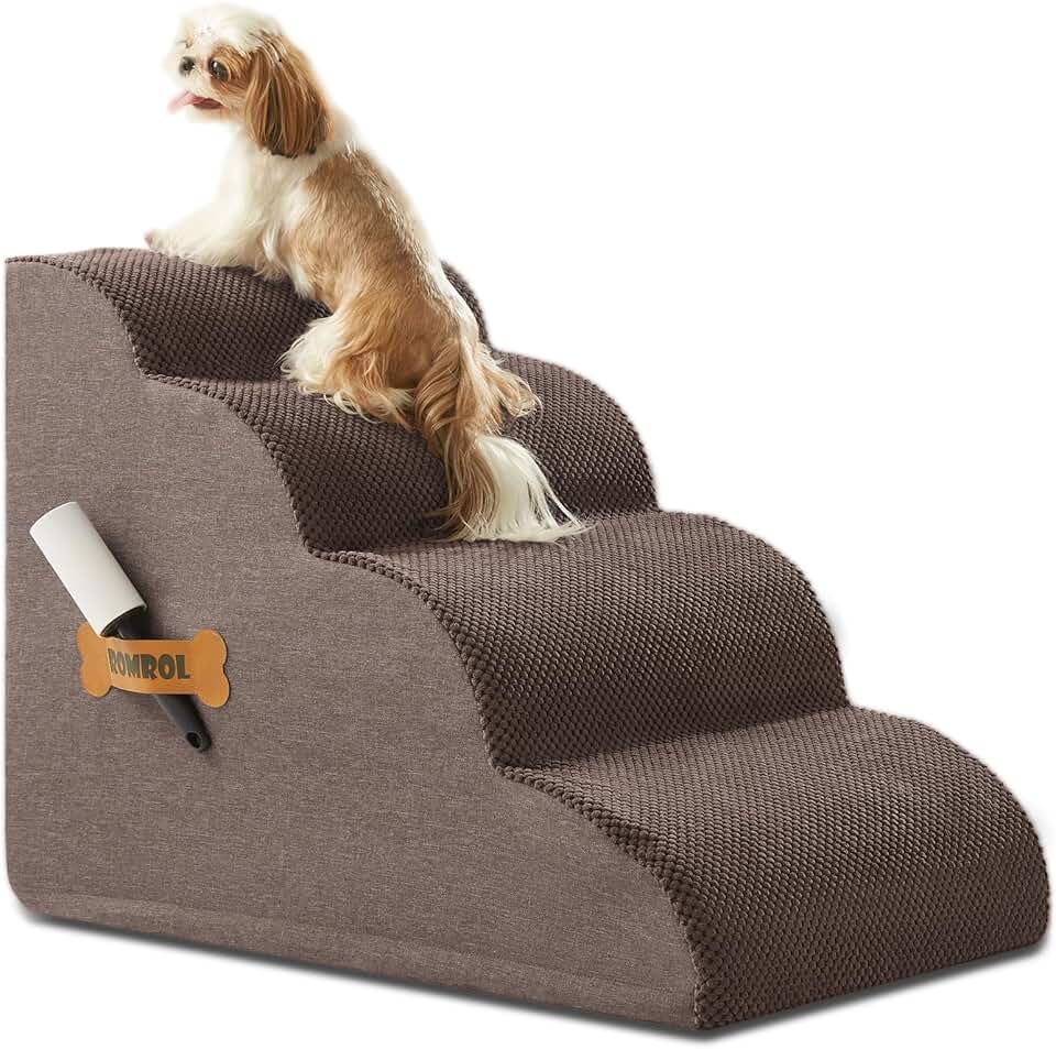 Dog Stairs for Bed and Couch, 4-Tier Ramp
