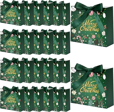 24 Small Green Thank You Gift Bags with Bow