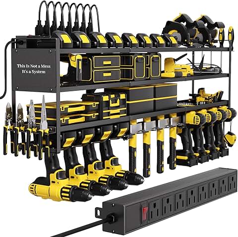 Wall Mount Power Tool Organizer with Charging Station