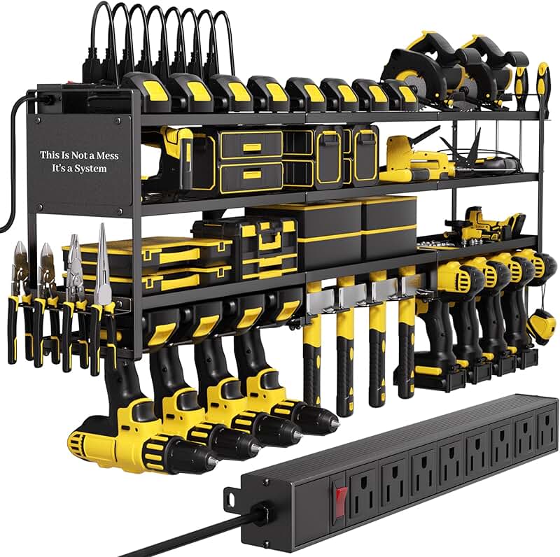 Wall Mount Power Tool Organizer with Charging Station