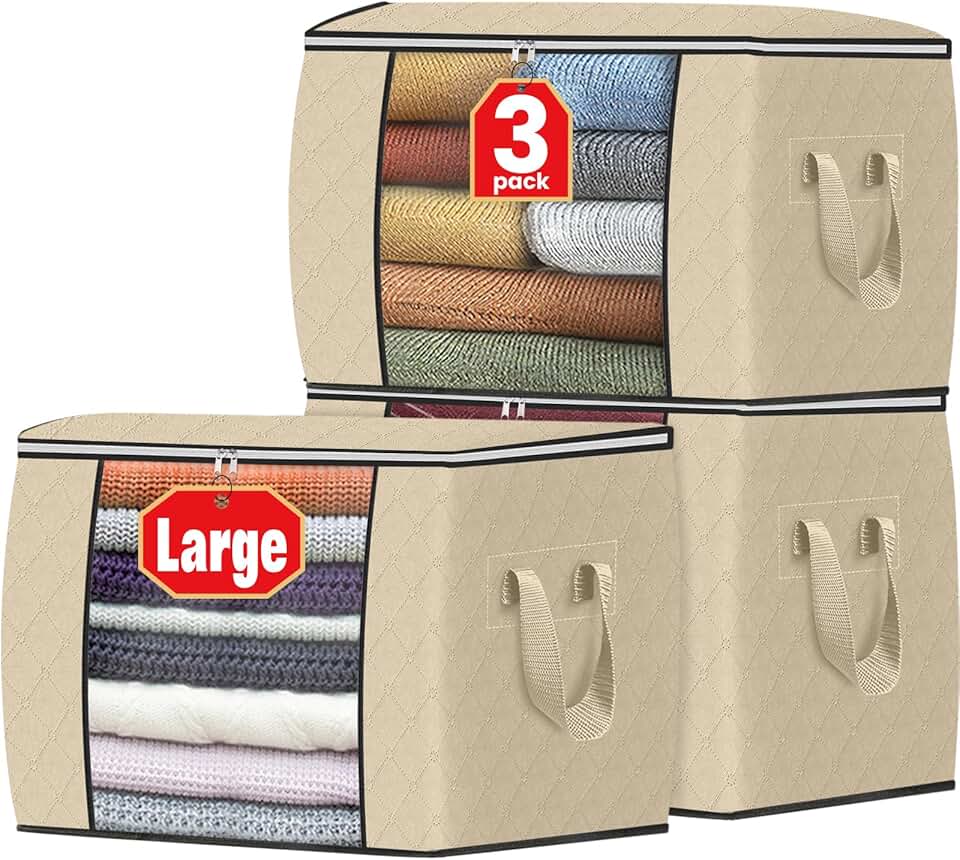 24-Gallon Foldable Fabric Storage Bags, 3-Pack