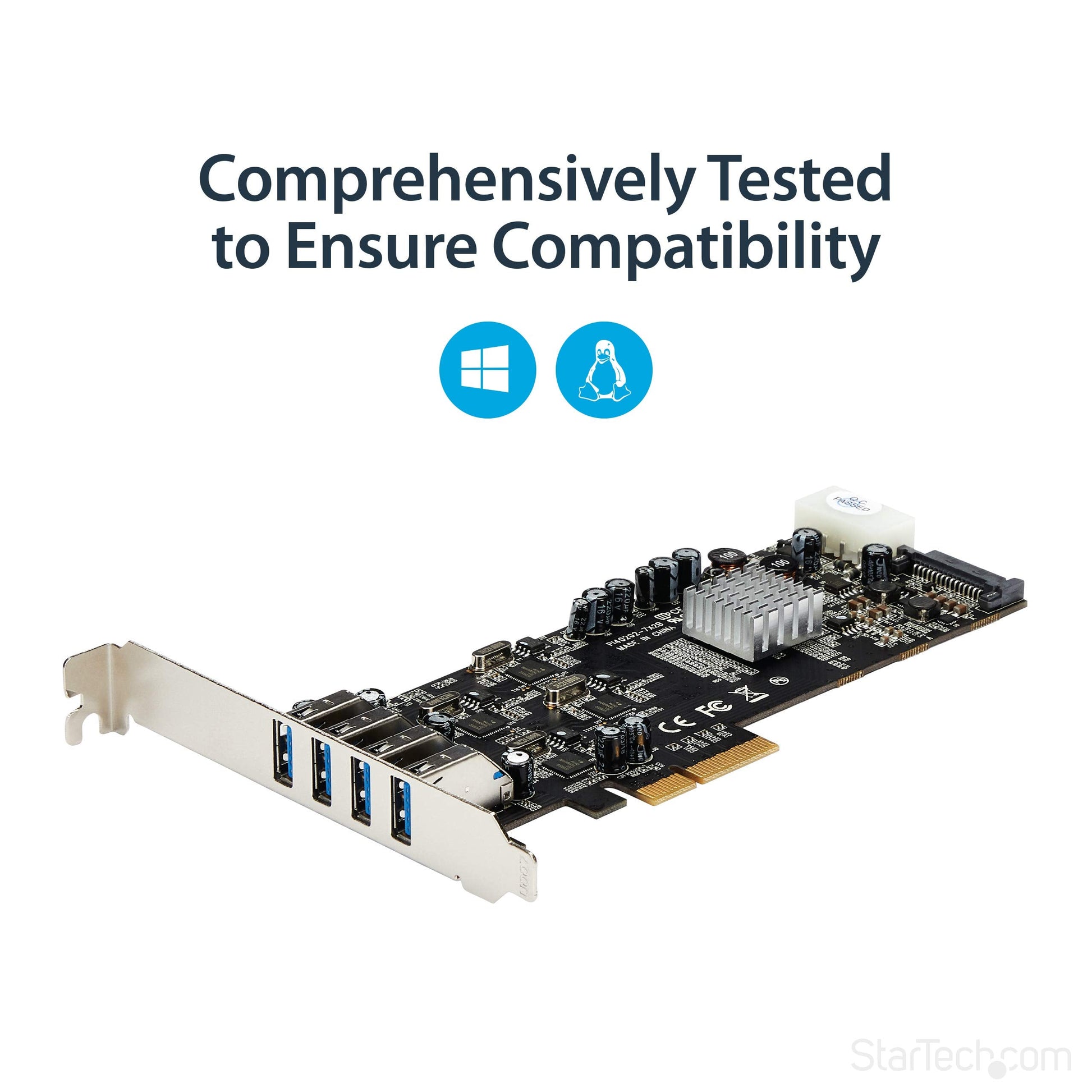 4 Port USB 3.0 PCIe Card w/ 4 Dedicated 5Gbps Channels (USB 3.1 Gen 1) - UASP - SATA / LP4 Power - PCI Express Adapter Card (PEXUSB3S44V)