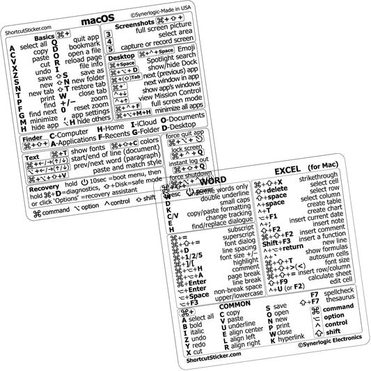 Keyboard Shortcut Stickers for MacBook and iMac