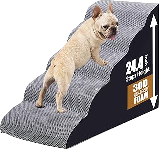 Dog and cat stairs for high beds, 5-step ramp