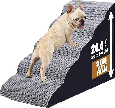Dog and cat stairs for high beds, 5-step ramp