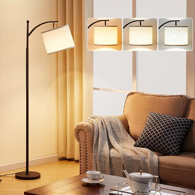 60-inch tall floor lamp with adjustable linen shade