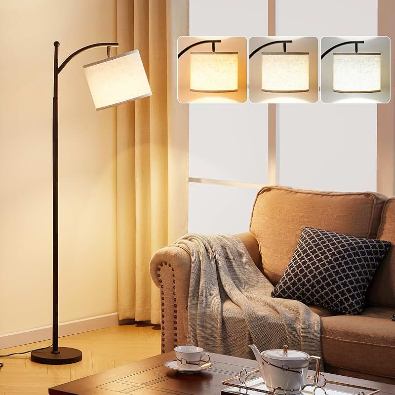 60-inch tall floor lamp with adjustable linen shade