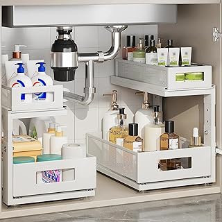 Two-Pack Under Sink Organizer with Adjustable Drawers