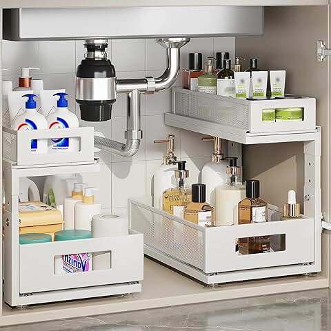 Two-Pack Under Sink Organizer with Adjustable Drawers