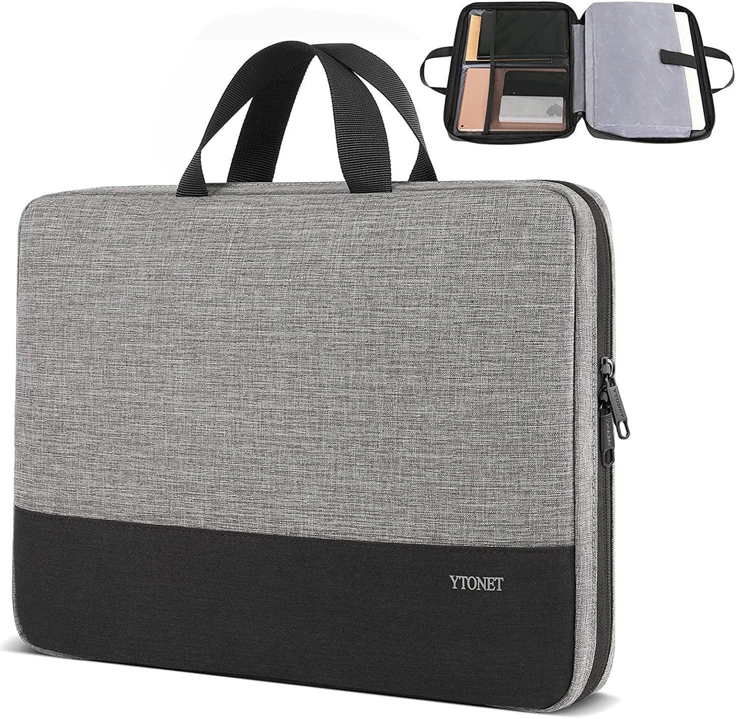 Laptop Case, 15.6 inch TSA Laptop Sleeve Water Resistant Durable Computer Carrying Case Compatible for HP, Dell, Lenovo, Asus Notebook, Gifts for Men Women, Grey