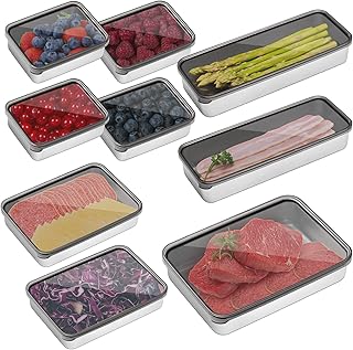 9 Pack Stainless Steel Bacon and Deli Meat Storage Containers